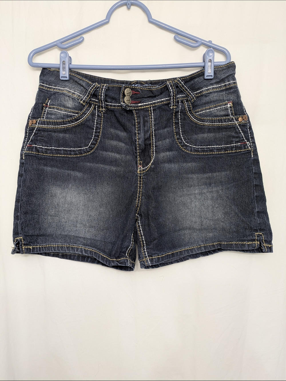 Angels Dark Blue Washed Denim Shorts